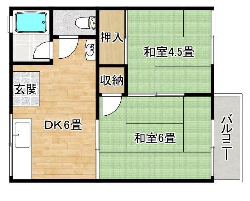 浜寺ハイツ(2DK/2階)の間取り写真