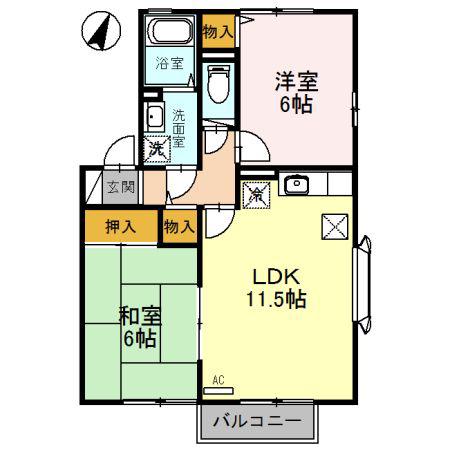 グリーンコート(2LDK/1階)の間取り写真