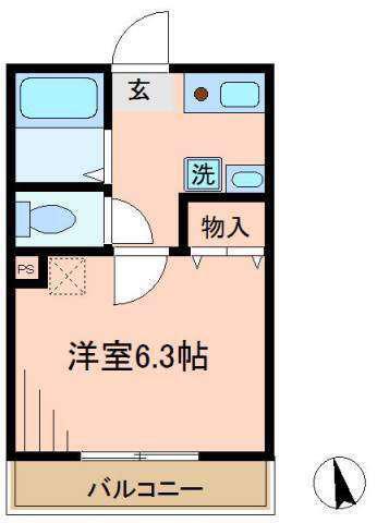 フルール(1K/2階)の間取り写真