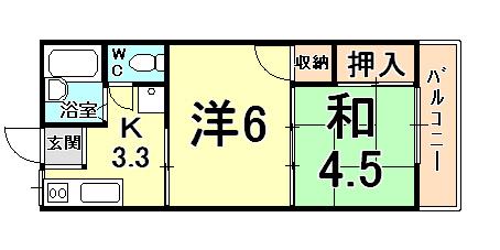 ハイツジョイ(2K/2階)の間取り写真