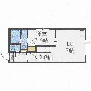 エスパス5・5(1DK/4階)の間取り写真