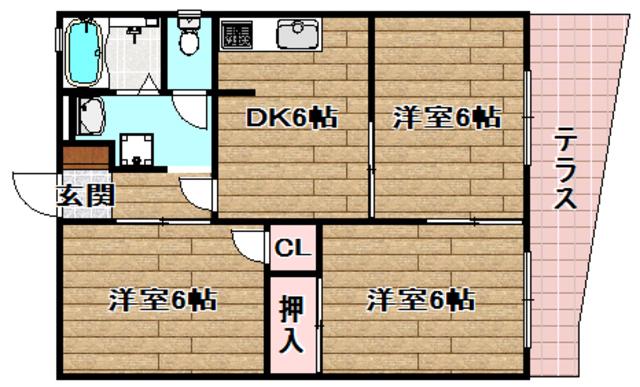 ハイツシャローム(3DK/1階)の間取り写真
