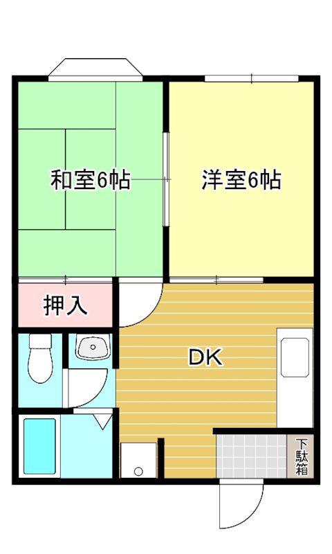 ストークフォーレストD棟(2DK/2階)の間取り写真