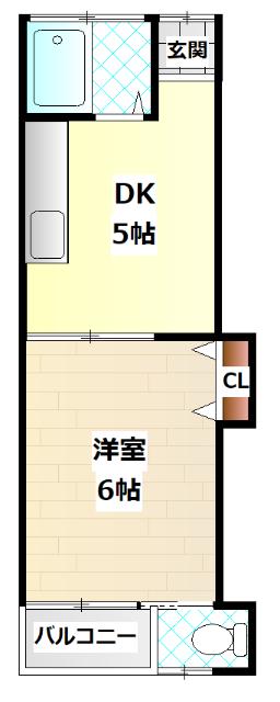 ロイヤル寺方本通(1DK/2階)の間取り写真