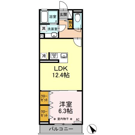 BLAU FORST(1LDK/2階)の間取り写真