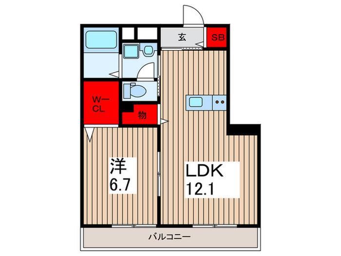 ブランドールK(1LDK/3階)の間取り写真