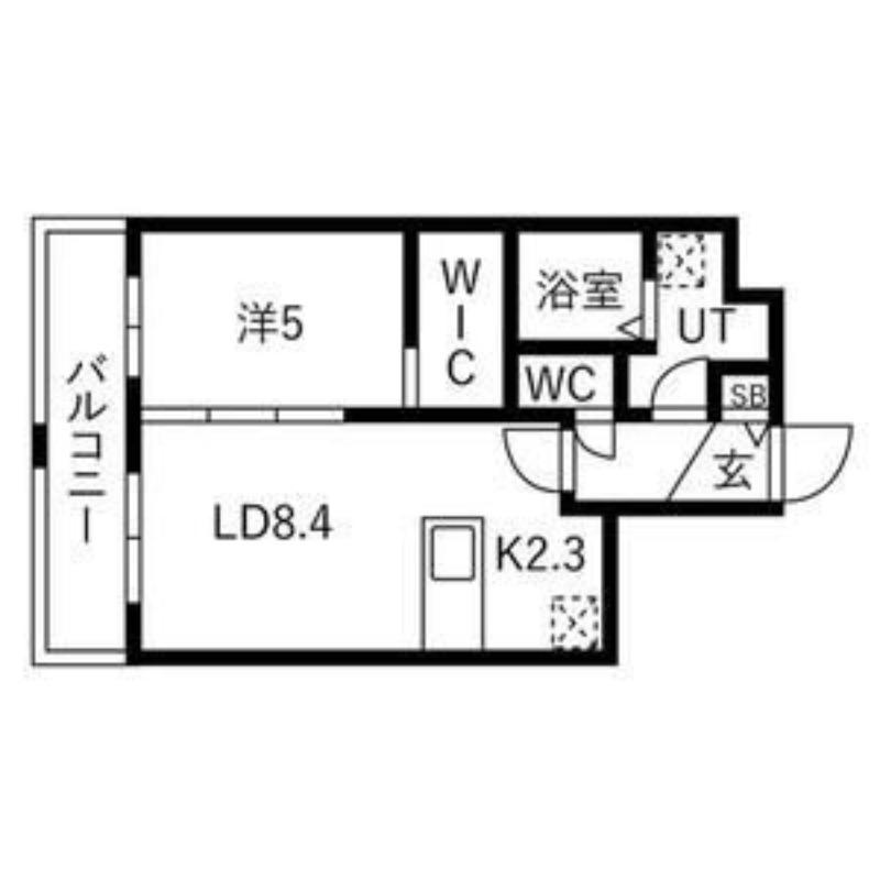 ヴィレッジ円山テラス(1LDK/2階)の間取り写真