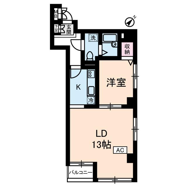 服部ビル(1LDK/2階)の間取り写真