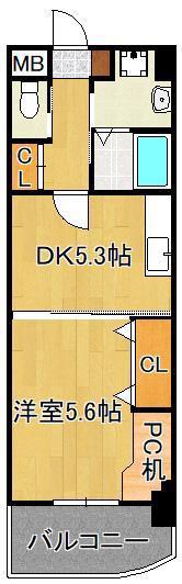 S-FORT小倉(1DK/6階)の間取り写真