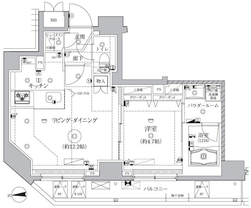 レアライズ浅草IV(1LDK/10階)の間取り写真
