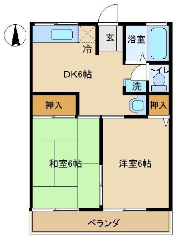 ハイツ ラフィーヌ(2DK/1階)の間取り写真