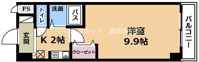 ベルエポック(1K/4階)の間取り写真