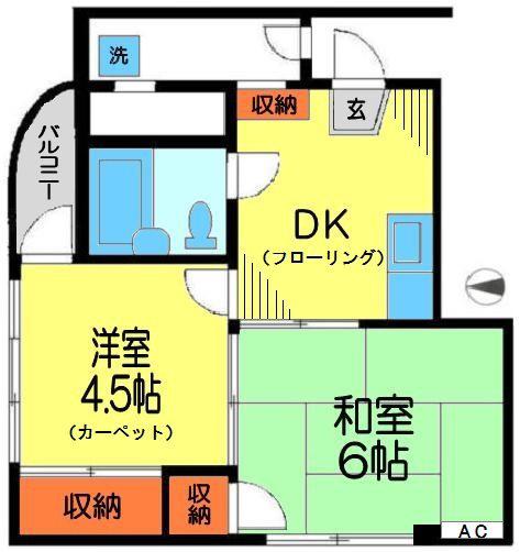 グリーンビュー芦川(2DK/1階)の間取り写真