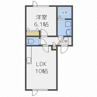 ウィンドミル東苗穂(1LDK/2階)の間取り写真