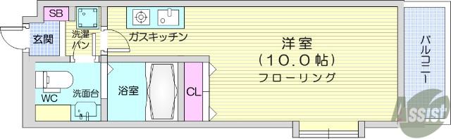 SUM広瀬通(ワンルーム/9階)の間取り写真