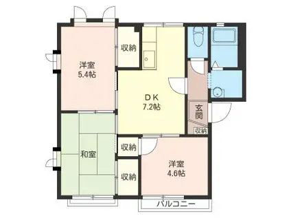 エスポワール湘南A(3DK/2階)の間取り写真