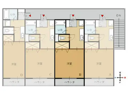 メゾン・ルアーブル(1K/2階)の間取り写真