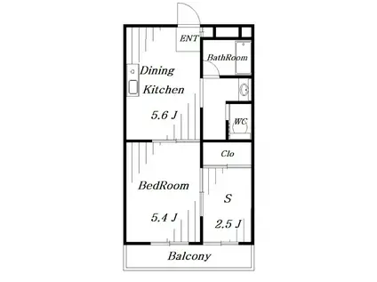 勝山ビル(1SDK/4階)の間取り写真