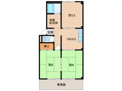 ラックハイツ(3DK/1階)の間取り写真