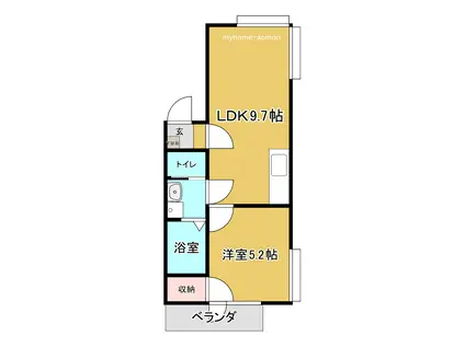 ヴィラウェルネス(1LDK/1階)の間取り写真