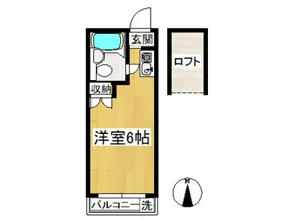 コーポ美園(ワンルーム/2階)の間取り写真