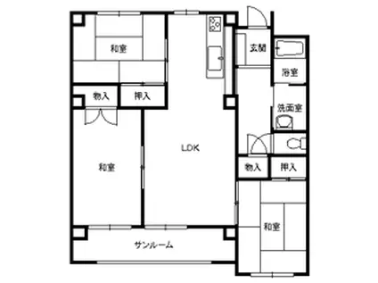 グランコート根城(3LDK/3階)の間取り写真