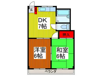 マンションシラヌイ(2DK/2階)の間取り写真