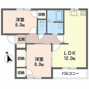 パストラル田寺東 A棟(2LDK/2階)の間取り写真