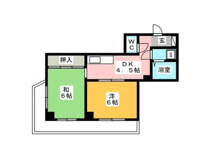 石原第6ビル(2DK/3階)の間取り写真