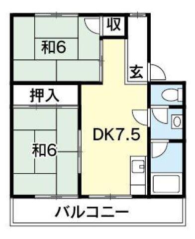 城見ハイツ(2DK/4階)の間取り写真