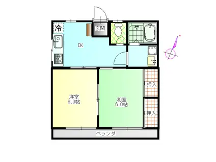 エフケイビル(2DK/3階)の間取り写真