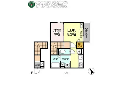 パークサイド柱I(1LDK/2階)の間取り写真