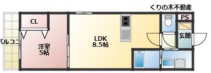 ARLES(1LDK/2階)の間取り写真