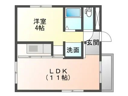 クラフトビル(1LDK/4階)の間取り写真