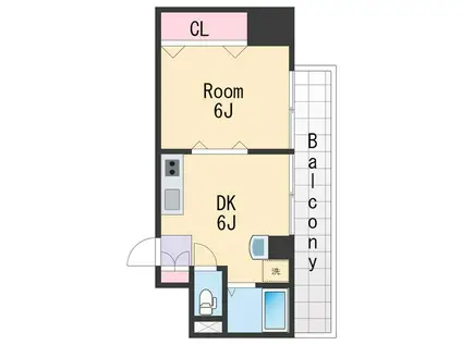 パリ・シャトー本町(1DK/8階)の間取り写真