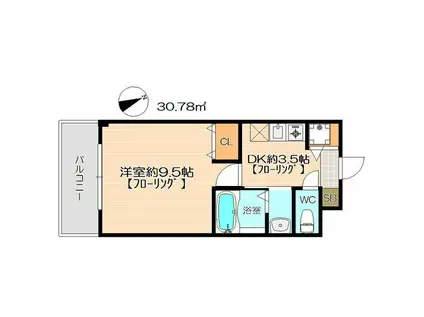 パルレII(1DK/1階)の間取り写真