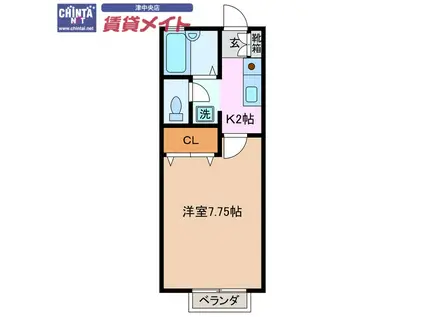 サンポート(1K/2階)の間取り写真