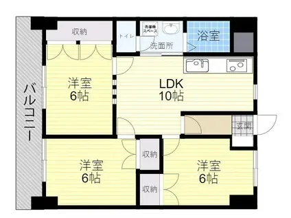 スカイハイツ末広(3LDK/6階)の間取り写真
