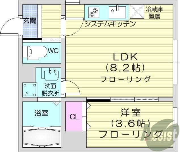 ブラン東照宮2(1LDK/1階)の間取り写真