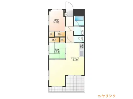 香月マンション(2LDK/4階)の間取り写真