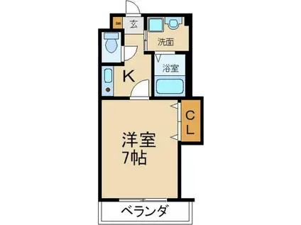 Mプラザ香里参番館(1K/4階)の間取り写真