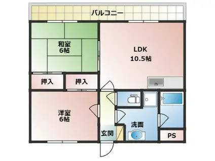 クリア富堂(2LDK/3階)の間取り写真