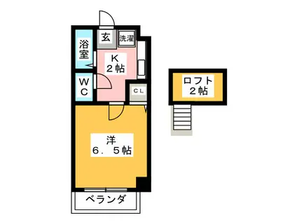 アルファキューブ(1K/1階)の間取り写真