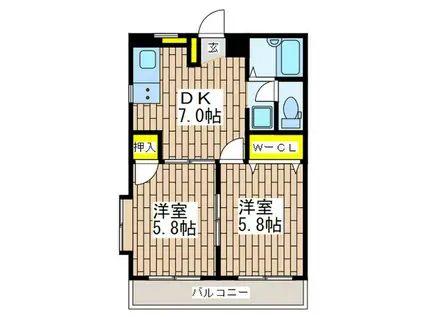 三陽マンション(2DK/1階)の間取り写真