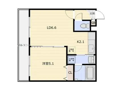 DUAL M Y北39条(1LDK/3階)の間取り写真