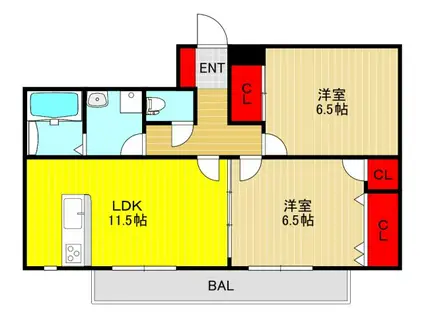 FELICIDED(2LDK/2階)の間取り写真