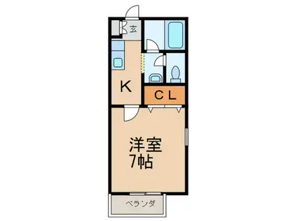 グランピエール(1K/2階)の間取り写真