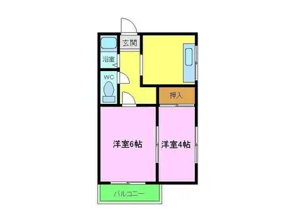 狭山サンハイツ(2DK/2階)の間取り写真