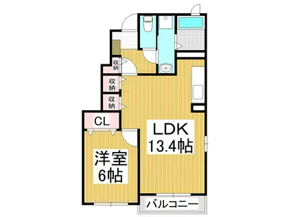 グランフルール (1LDK/1階)の間取り写真