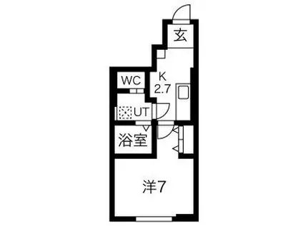 RESI大沢川原II(1K/1階)の間取り写真